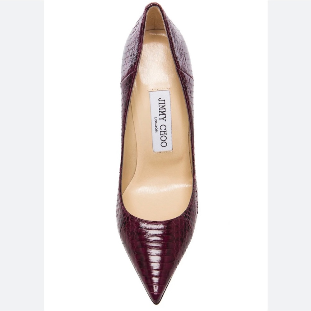 Jimmy Choo Burgundy Croc-Embossed Heels